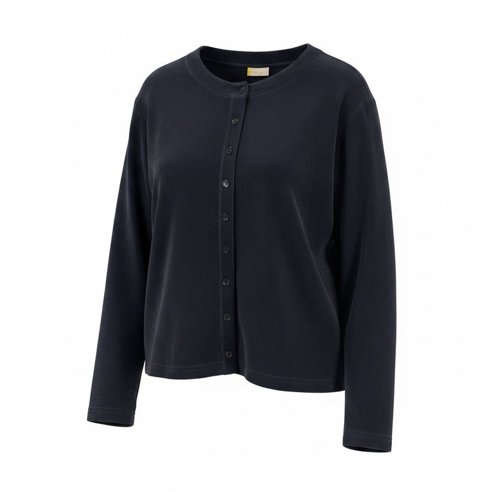 Hanna Andersson Women Black Velour Button Up Cardigan Sweater Large